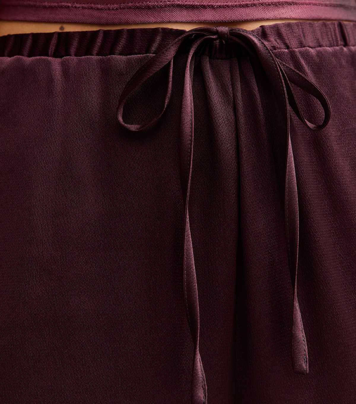 Petite Burgundy Satin Wide Leg Trousers