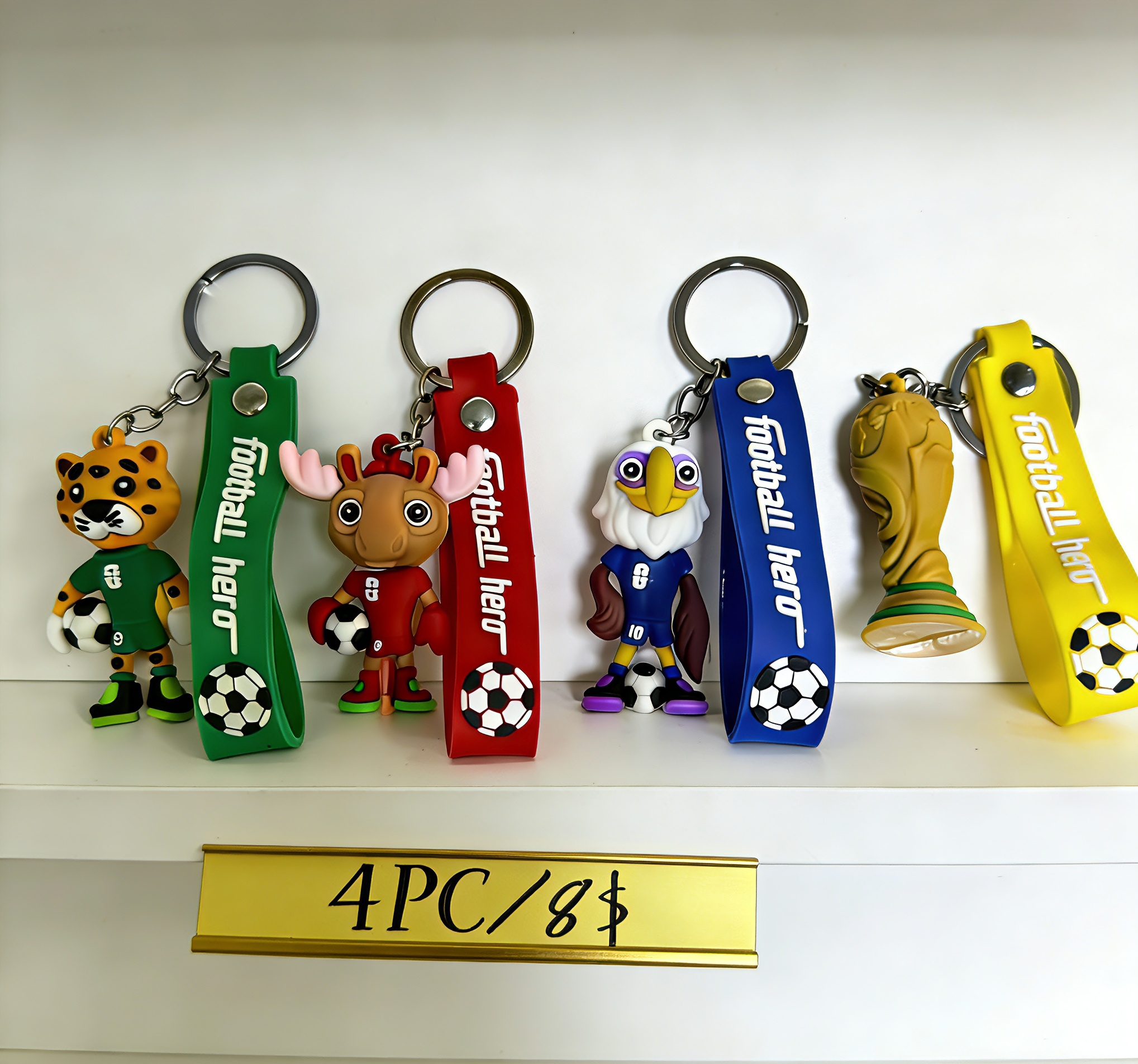 Cartoon 3D Mascot Keychain | 2026 World Cup Football Backpack Pendant